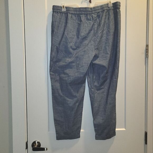 J. Crew Blue Chambray Drawstring Ankle Pant sz 16 100 cotton - Picture 4 of 7
